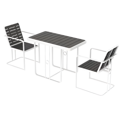 Eden Grace - Modern 3-Piece Steel and Polywood Balcony Furniture Set: Stylish Outdoor Seating Ensemble for Compact Spaces