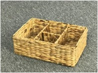 Eden Grace - Handcrafted Single Rectangular Water Hyacinth Caddy with Iron Frame - Rustic Rice Nut Weave Design in Natural Color