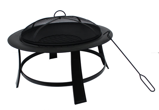 Nicole Miller Patio 30 Inch Wood-Burning 4 Legs Fire Pit in Black Finish