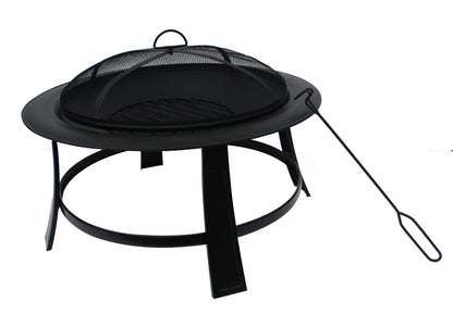 Nicole Miller Patio Portable 30 Inch Wood-Burning Foldable Fire Pit in Black Finish